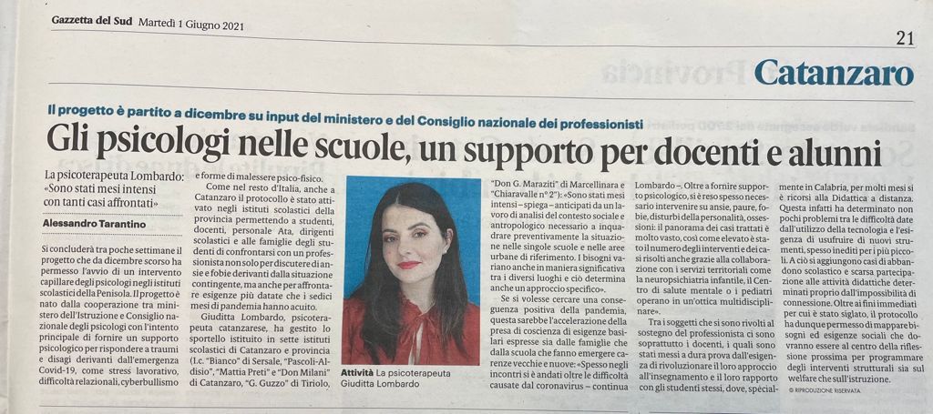 articolo psicologa scuola